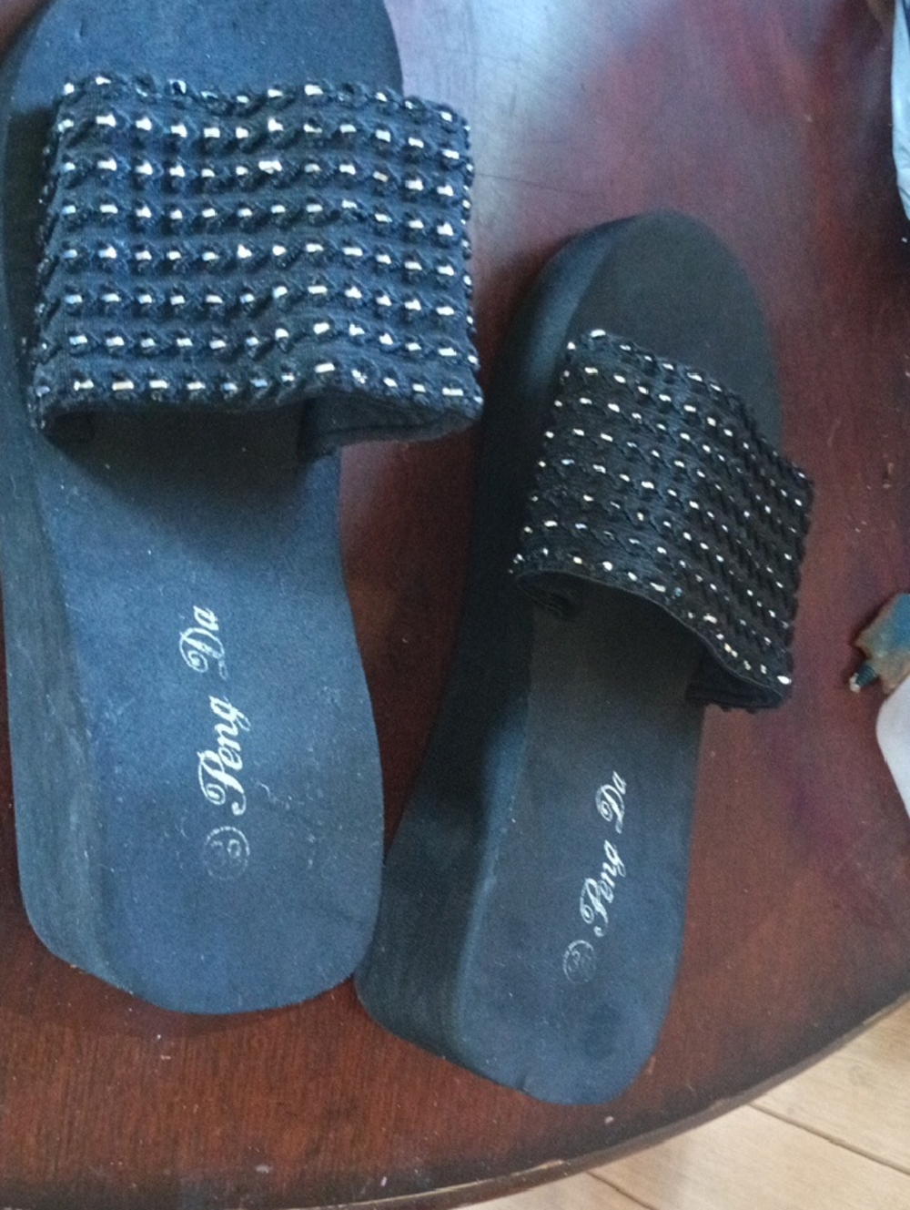 Black Diamond Embroidered Sandals